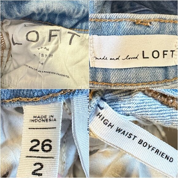LOFT High Waist Light Wash Boyfriend Jeans 26 - Picture 5 of 6